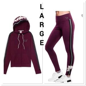 Victoria's Secret Pink Leggings Set - Burgundy and Black